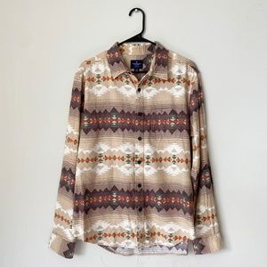AMERICAN EAGLE AZTEC NAVAJO LONG SLEEVE FLANNEL SHIRT